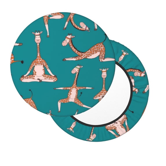 Lsque Giraffes Doing Various Yoga Round Bar chair cushion covers Velvet Fabric Premium Comfort Protects from Scratches and Stains for 14-17 Inch Chair- 12 inch