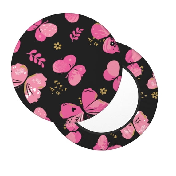 Lsque Girl Butterfly Round Bar chair cushion covers Velvet Fabric Premium Comfort Protects from Scratches and Stains for 14-17 Inch Chair- 14 inch