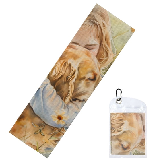 Lsque Girl Hugging Dog Flowers Printed Cooling Towel (40"x 12"), Ice Towel, Microfiber, Soft Breathable Chilly Towel for Yoga, Sport, Gym, Workout, Fitness, Running