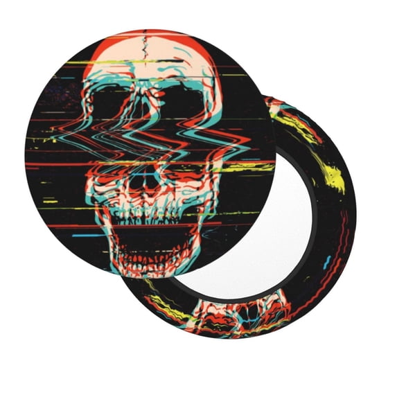 Lsque Glitch Screaming Skull Round Bar chair cushion covers Velvet Fabric Premium Comfort Protects from Scratches and Stains for 14-17 Inch Chair- 13 inch