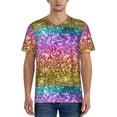 thumbnail image 1 of Lsque Glitter Rainbow Pattern Mens Polo Golf Shirts Funny Graphics Shorts Sleeve Button Shirts Baseball T-shirt-Small, 1 of 7