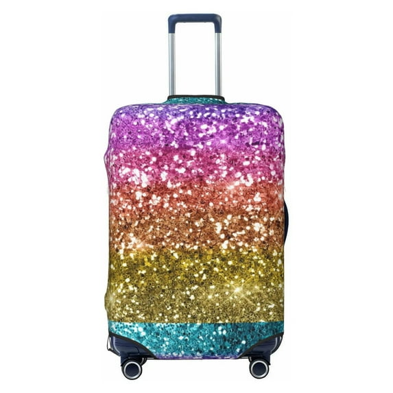 Lsque Glitter Rainbow Printed Luggage Cover, Travel Luggage Protector,Scratch and Dirt Resistant, Fits 18-32 Inch Luggage - Medium