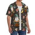 thumbnail image 1 of Lsque Gnome Insect Frog print Men's Cuban Collar Short Sleeve Shirt Summer Beachwear Casual Button Down Fashionable Vacation Leisure Shirt-Medium, 1 of 7