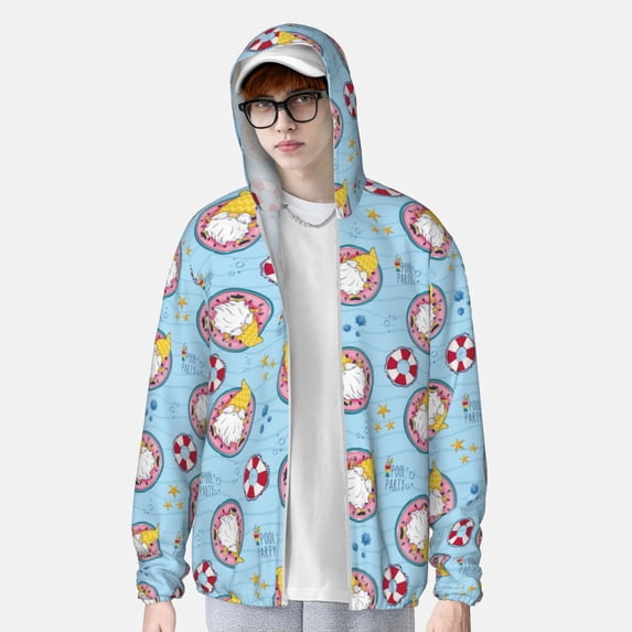 Lsque Gnome Pool Party UPF 50+ Lightweight Sun Protection Men's Women's Long Sleeve Shirt, Hoodie Performance -3X-Large