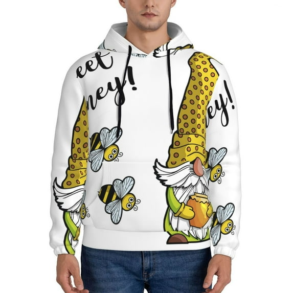 Lsque Gnome Sweet Honey Pattern Casual Men's Hoodie,Hooded Sweatshirt with Kangaroo Pocket,Pullover Hoodie-Medium