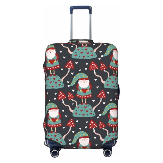 Lsque Gnome With Mushroom 2 Printed Luggage Cover, Travel Luggage Protector,Scratch and Dirt Resistant, Fits 18-32 Inch Luggage - Small