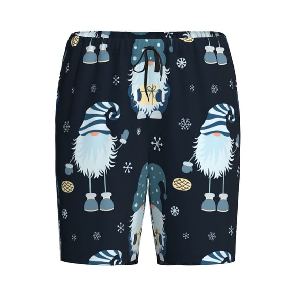 Lsque Gnome and Snowflakes Mens Sleep Pajama Shorts,Short Pajama Pants, Cotton Ultra-Soft Knit-XX-Large