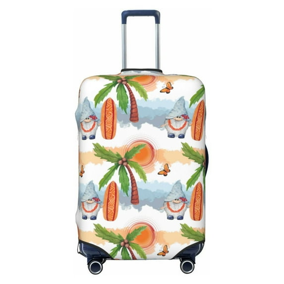 Lsque Gnome and Surfing Printed Luggage Cover, Travel Luggage Protector,Scratch and Dirt Resistant, Fits 18-32 Inch Luggage - X-Large