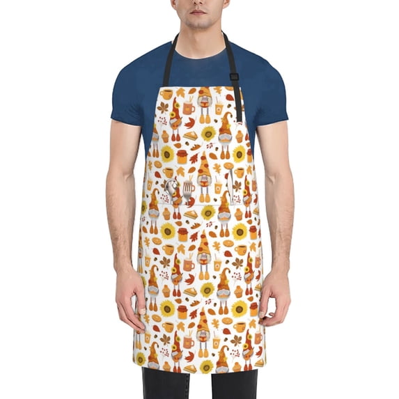 Lsque Gnomes Autumn Harvest Waterproof Apron Chef Aprons for Men Heavy Duty Chemical Work Apron Extra Long Grilling Aprons with Adjustable Bib Apron