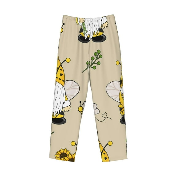 Lsque Gnomes Bees And Sunflowers Print Men's Pajama Pants, Lounge Pant - Comfortable Home Wear,Elastic Waistband, Stylish Design-Small