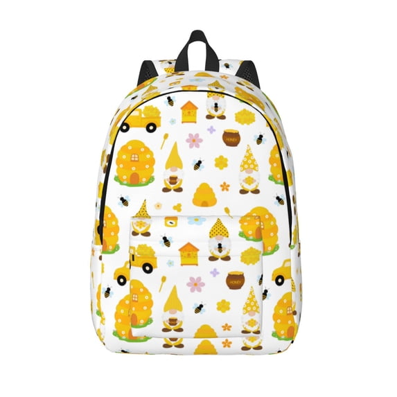 Lsque Gnomes Bees Pattern Canvas Daypack, Durable Backpack, High-quality Versatile Backpack,Vintage Compact Backpack-Medium
