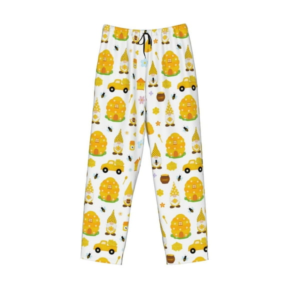 Lsque Gnomes Bees Print Men's Pajama Pants, Lounge Pant - Comfortable Home Wear,Elastic Waistband, Stylish Design-Medium