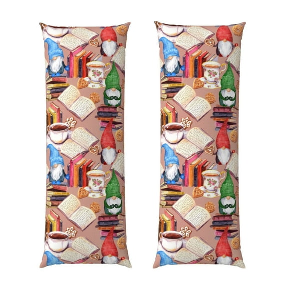 Lsque Gnomes Books Tea Cups Body Pillow Case Cover,Ultra-Soft Microfiber Bed Pillow Cases 20x54 inches,Elegant Bedding,Breathable Durable Pillow Cover with Envelope Closure