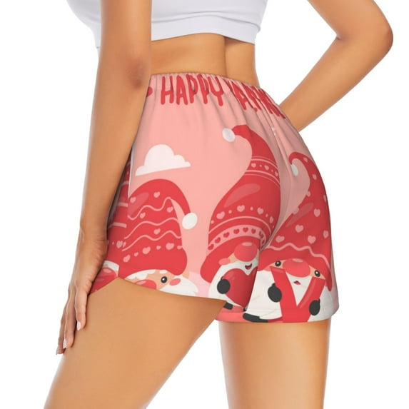 Lsque Gnomes Hold The Letters LOVE Printed Women's Running Shorts with Liner Pockets,Elastic Quick Dry Workout Athletic Gym Yoga Shorts,Womens High Waist Shorts-Large