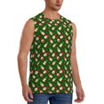 thumbnail image 1 of Lsque Gnomes In Caps Print Men's Cotton Blend Sleeveless Muscle Shirts (S-3XL)- Moisture Wicking, Odor Protection, UPF 30+,Medium, 1 of 8
