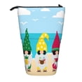 thumbnail image 1 of Lsque Gnomes On The Beach Pattern Telescopic Pencil Bag Pen Holder Stationery Case, Stand-up Retractable Transformer Bag Organizer, 1 of 6