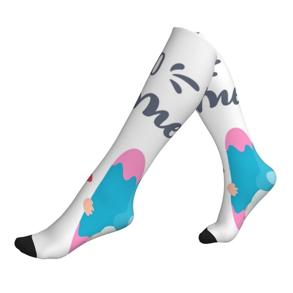 Lsque Gnomes Summer Pattern Sport Compression Socks for Men & Women 15-20 mmHg Knee High Nurse Pregnant Running Medical and Travel Athletic