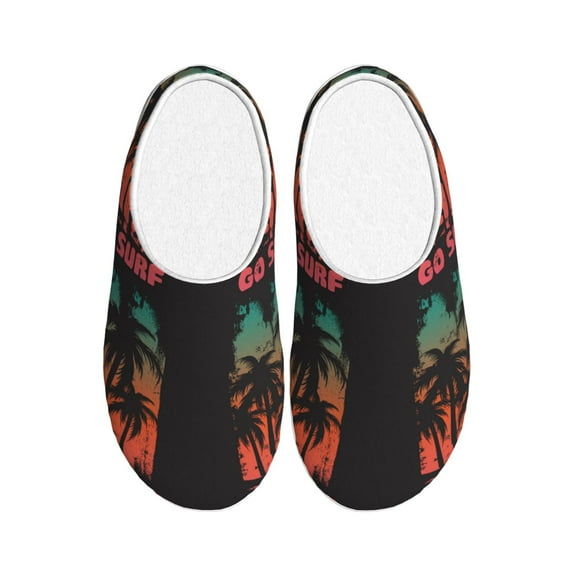 Lsque Go Surfer Pattern Womens Comfort Cotton on Scuff With Memory Foam and Anti-skid Sole Slipper-35/36