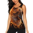 thumbnail image 1 of Lsque Gold Flame Pattern Wolf Printed Workout Tank Tops for Women, Athletic Sports Tank Tops, Compression Sleeveless Dry Fit Shirts,Sleeveless Yoga Shirt-Small, 1 of 9