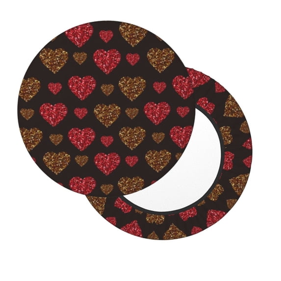 Lsque Gold Glitter Heart Round Bar chair cushion covers Velvet Fabric Premium Comfort Protects from Scratches and Stains for 14-17 Inch Chair- 14 inch
