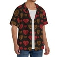 thumbnail image 1 of Lsque Gold Glitter Heart print Men's Cuban Collar Short Sleeve Shirt Summer Beachwear Casual Button Down Fashionable Vacation Leisure Shirt-XX-Large, 1 of 7