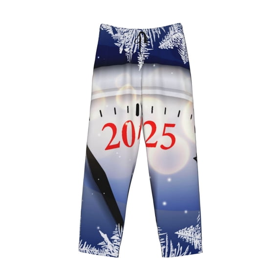 Lsque Gold Glitter Shining In Light With 2025 Print Men's Pajama Pants, Lounge Pant - Comfortable Home Wear,Elastic Waistband, Stylish Design-Large