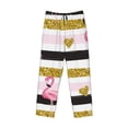 thumbnail image 1 of Lsque Gold Glittering Hearts and Flamingos Print Men's Pajama Pants, Lounge Pant - Comfortable Home Wear,Elastic Waistband, Stylish Design-X-Large, 1 of 9