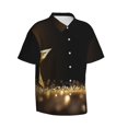 thumbnail image 1 of Lsque Gold Glittering Stars pattern Hawaiian Shirt for Men, Unisex Summer Beach Casual Short Sleeve Button Down Shirts-Medium, 1 of 9