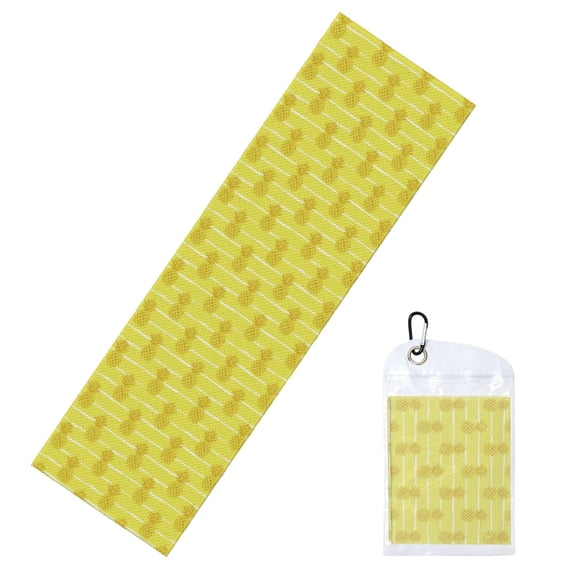 Lsque Gold Pineapple Printed Cooling Towel (40"x 12"), Ice Towel, Microfiber, Soft Breathable Chilly Towel for Yoga, Sport, Gym, Workout, Fitness, Running