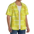 thumbnail image 1 of Lsque Gold Pineapple print Men's Cuban Collar Short Sleeve Shirt Summer Beachwear Casual Button Down Fashionable Vacation Leisure Shirt-3X-Large, 1 of 7