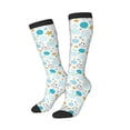 thumbnail image 1 of Lsque Gold Stars Blue Dots Pattern Printed Crew Socks Men's Women's LightWeight Thin Casual Calf Socks ,Knee High Socks,Cotton Socks, 1 of 9