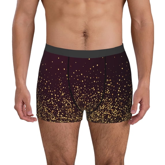 Lsque Gold sparklin Pattern Men’s Total Support Pouch Boxer Briefs, X-Temp Cooling, Moisture-Wicking Underwear, Regular, Long-leg and Trunk-Medium