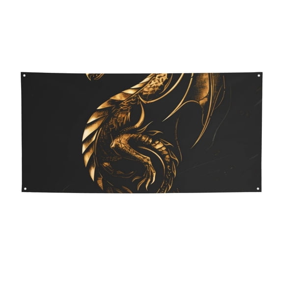 Lsque Golden Dragon Tattoo Art Pattern Party Banner, Festive Banner , Holiday Celebrations and Events for Carnival Birthday Party Festival Decorations-Small
