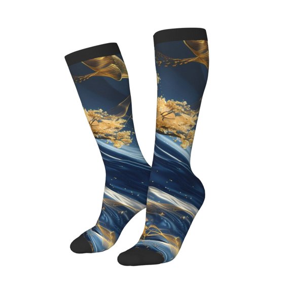 Lsque Golden Fantasy Landscape Printed Crew Socks Men's Women's LightWeight Thin Casual Calf Socks ,Knee High Socks,Cotton Socks