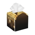 thumbnail image 1 of Lsque Golden Glitter And Light Printed Tissue Box Cover Holder, Facial Paper Organizer Dispenser,Square with Bottom Belt, PVC Leather Decorative Organizer, 1 of 8