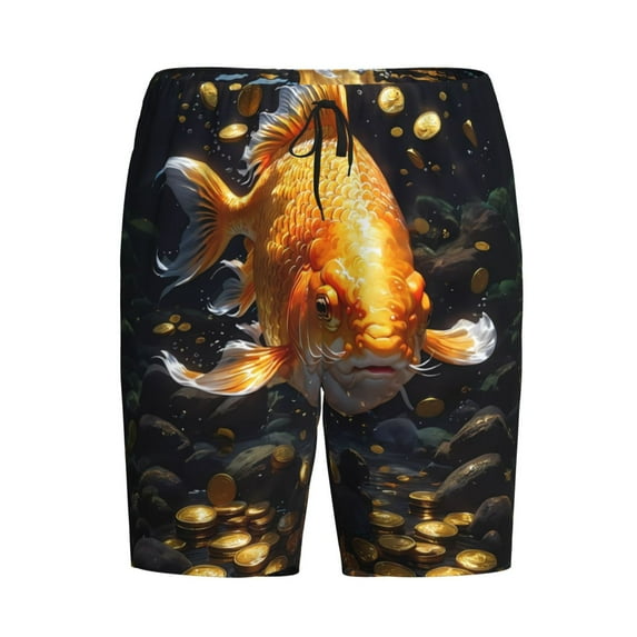 Lsque Golden Koi And Treasure Mens Sleep Pajama Shorts,Short Pajama Pants, Cotton Ultra-Soft Knit-X-Large