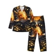 thumbnail image 1 of Lsque Golden Koi And Treasure Pattern Long Sleeve Pajama Set for Men - Soft 2-Piece Sleepwear and Loungewear Set with Pockets, Comfy Nightwear-Large, 1 of 7