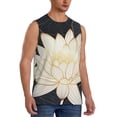 thumbnail image 1 of Lsque Golden Lotus Print Men's Cotton Blend Sleeveless Muscle Shirts (S-3XL)- Moisture Wicking, Odor Protection, UPF 30+,Large, 1 of 8