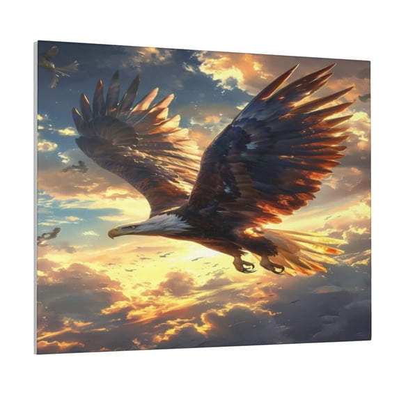 Lsque Golden Sky Bald Eagle Print Wall Art – Decorative Picture for Living Room, Bedroom, and Office (Horizontal)