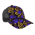 thumbnail image 1 of Lsque Golden Snake And Purple Rose Printed Trucker Hat - Baseball Cap for Men Women - Breathable Mesh Side, Adjustable Fit - for Casual Wear, 1 of 7