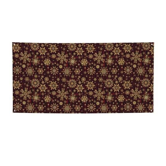 Lsque Golden Snowflakes Pattern Party Banner, Festive Banner , Holiday Celebrations and Events for Carnival Birthday Party Festival Decorations-Medium