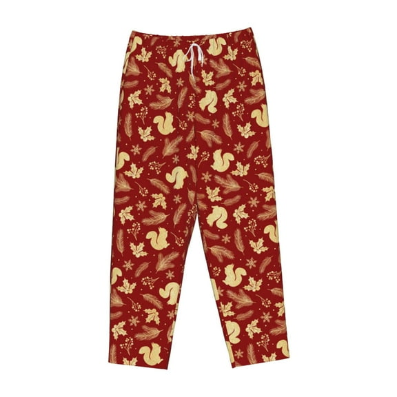 Lsque Golden Squirrels Holiday Print Women's Pajama Pants, Lounge Pant - Comfortable Home Wear,Elastic Waistband, Stylish Design-Medium