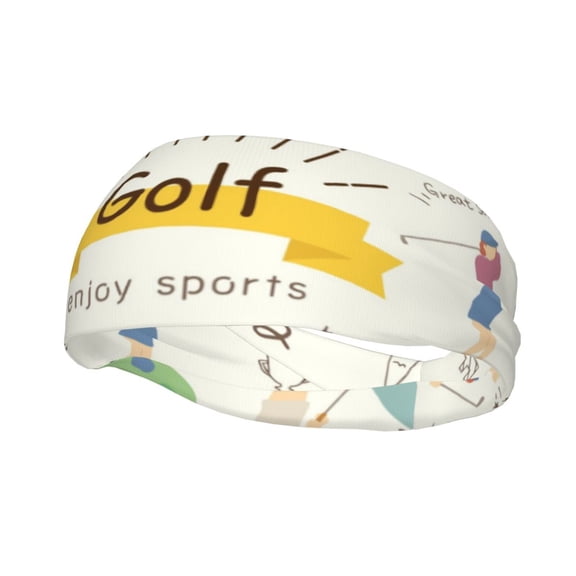 Lsque Golf Icons And Golfer Pattern Sweatbands Sports Headband for Men & Women - Moisture Wicking Athletic Cotton Terry Cloth Sweatband for Tennis, Basketball, Running