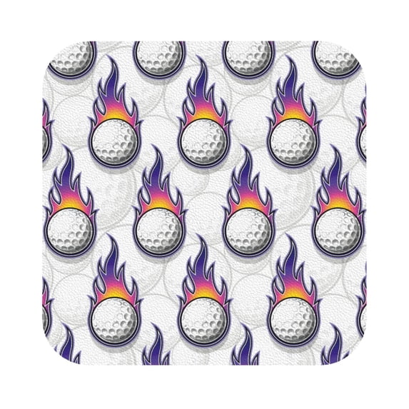 Lsque Golf balls Pattern 4" Drink Coasters Set of 6, Leather Absorbent Coasters, Table Coaster Set Decorative Coffee Cup Coasters Housewarming Gift,Square