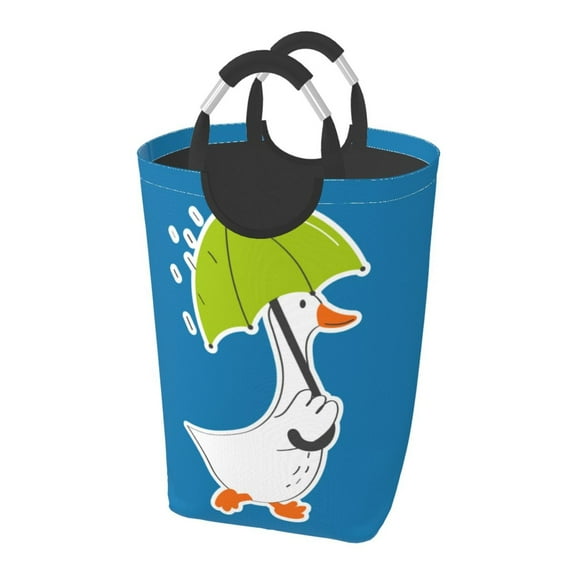Lsque Goose Holding an Umbrella Laundry Basket, Laundry Hamper, Dirty Clothes Hamper for Laundry, Collapsible, Waterproof Laundry Baskets with Aluminum Handles for Laundry, Dorm, Family