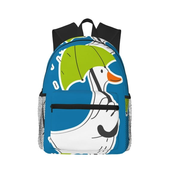 Lsque Goose Holding an Umbrella Classic Casual Backpack - Large Capacity Water-Resistant Backpack for School, Work, Travel, and Outdoor Activities