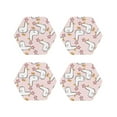 thumbnail image 1 of Lsque Goose Queen Pattern 4" Drink Coasters Set of 4, PVC Leather Absorbent Coasters, Table Coaster Set Decorative Coffee Cup Coasters Housewarming Gift -Hexagon, 1 of 6