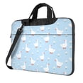 thumbnail image 1 of Lsque Goose White Flowers Pattern Laptop Bag – Portable & Slim Single-Shoulder Computer Case with Adjustable Strap, Protective, Lightweight for 13”/14”/15.6” Laptops, 1 of 8