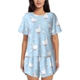 thumbnail image 1 of Lsque Goose White Flowers Women's Short-Sleeved Pajama Set - 2 Piece Soft and Lightweight Sleepwear Set-X-Large, 1 of 9