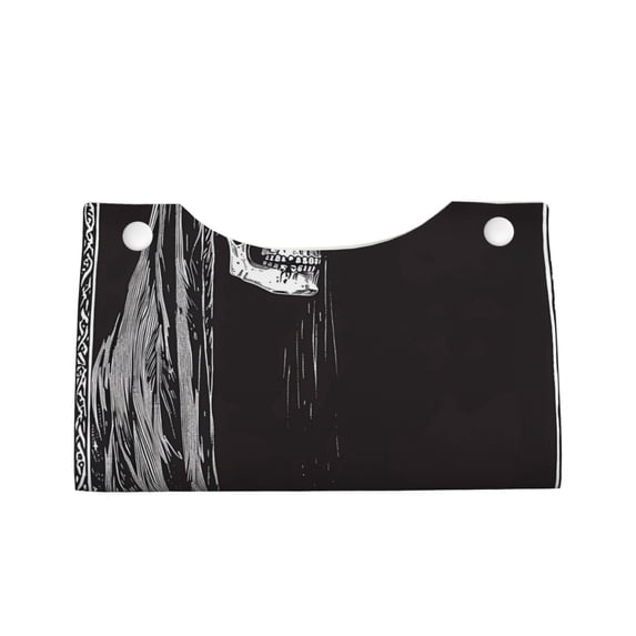 Lsque Gothic Skull Drape Printed Long Tissue Box Cover Holder, Facial Paper Organizer Dispenser,Triangle with Bottom Belt, PVC Leather Decorative Organizer